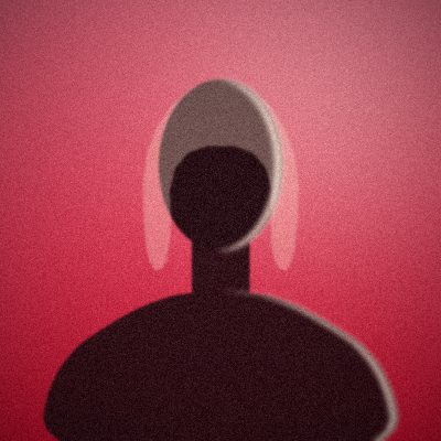 Illustration abstraite d'une silhouette sur fond rouge